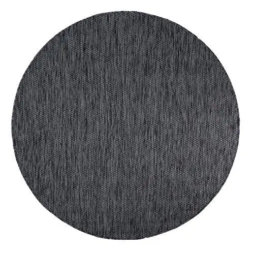Produktbild: Paco Home Outdoor Teppich Wetterfest Rund Balkon Küchenteppich Modern Flachgewebe Meliert Einfarbig, Grösse:160 cm Rund, Farbe:Anthrazit