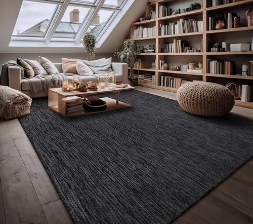 Produktbild: Paco Home Outdoor Teppich Flachgewebe Sisaloptik Modern Einfarbig meliert wetterfest & pflegeleicht Küchenteppich Ideal für Terrasse Balkon Garten, Grösse:60x100 cm, Farbe:Anthrazit