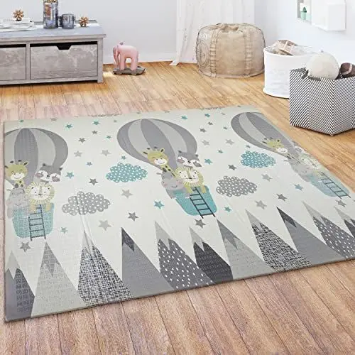 Produktbild: Paco Home Spielmatte Krabbelmatte Baby Kinder Matte Faltbar Abwischbar Wendbar Tier Motiv, Grösse:180x200 cm, Farbe:Creme