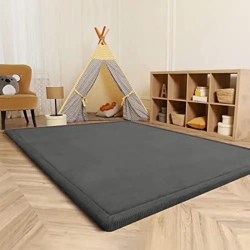 Produktbild: Paco Home Teppich Kinderzimmer Kinderteppich Baby Spielteppich Krabbeldecke Krabbelmatte Weich rutschfest Jungen Mädchen Deko, Grösse:120x160 cm, Farbe:Anthrazit