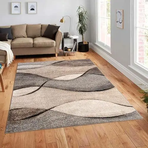Produktbild: Paco Home Teppich Meliert Webteppich Hochwertig Wellen Optik Meliert Grau Beige Creme, Grösse:120x170 cm