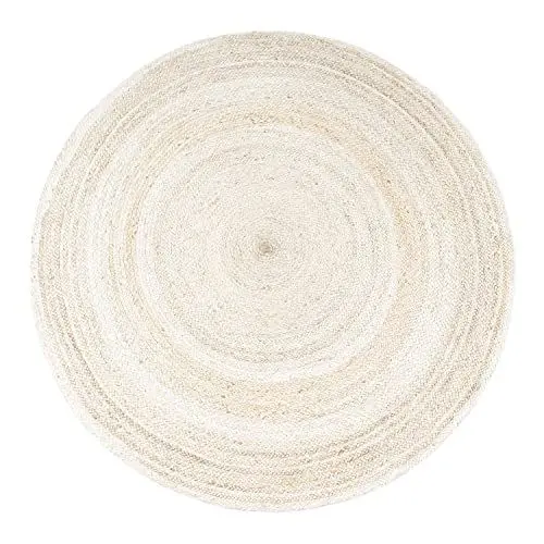 Produktbild: Paco Home Teppich Rund Wohnzimmer Jute Boho Ethno Muster Modern Handgefertigt Naturteppich, Grösse:200 cm Rund, Farbe:Weiß