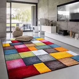 Produktbild: Paco Home Teppich Wohnzimmer Kinderzimmer Kurzflor Moderne 3D Optik Kariert Geometrische Muster, Grösse:160x230 cm, Farbe:Bunt