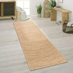 Produktbild: Paco Home Teppich Wohnzimmer Naturfaser Handgearbeitet Jute Meliert Modernes Muster Boho Stil, Grösse:80x250 cm, Farbe:Natur
