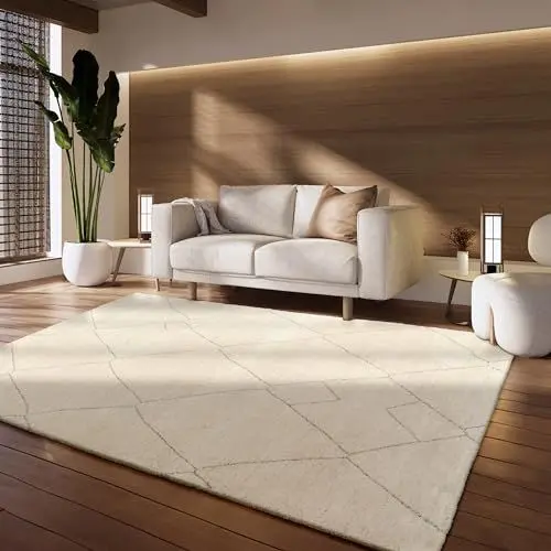Produktbild: Paco Home Teppich Wohnzimmer Schlafzimmer Berberlook Skandinavisches Design Einfarbig Abstraktes Muster 3D Modern hohe flordichte, Grösse:120x170 cm