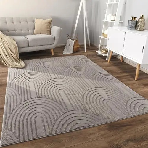 Produktbild: Paco Home Teppich Wohnzimmer Schlafzimmer Kurzflor Skandinavisches Boho Muster Geometrisch Rauten Motiv Einfarbig Weich Modern, Grösse:160x220 cm, Farbe:Grau 4