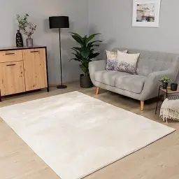 Produktbild: Paco Home Teppich Wohnzimmer Schlafzimmer Kurzflor Waschbar Einfarbiges Muster Flauschig Weich rutschfest Moderne Deko, Grösse:160x220 cm, Farbe:Creme