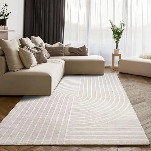 Produktbild: Paco Home Teppich Wohnzimmer Schlafzimmer Skandinavisches modernes Design mit Glanzdetails 3D Effekt Luxuriös Boho Soft-Touch Creme beige, Grösse:160x220 cm