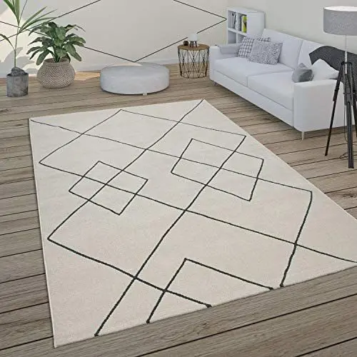 Produktbild: Paco Home Teppich Wohnzimmer Skandi Rauten Muster Modern Weiß Verschiedene Designs Größen, Grösse:120x170 cm, Farbe:Weiß
