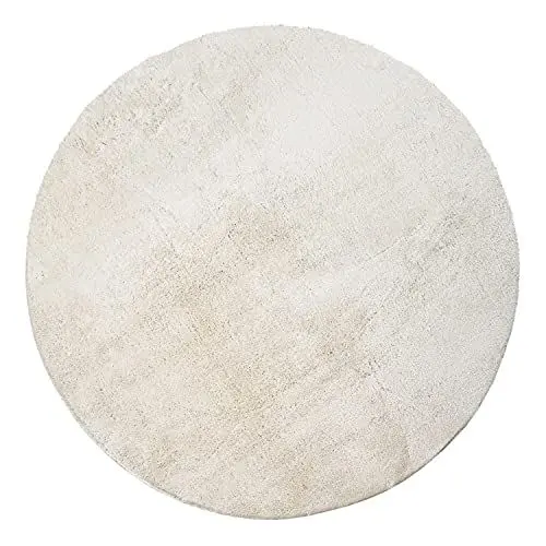 Produktbild: Paco Home Waschbarer Teppich Rund Wohnzimmer Kurzflor rutschfest Modern Flauschig Einfarbiges Muster, Grösse:120 cm Rund, Farbe:Creme