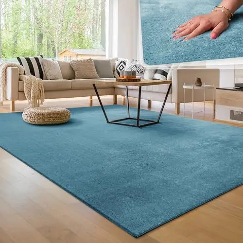 Produktbild: Paco Home Moderner Kuscheliger Wohnzimmer Teppich Kurzflor waschbar flauschig Weich Einfarbig Felloptik zeitlos stilvoll rutschfest pflegeleicht, Grösse:140x200 cm, Farbe:Türkis