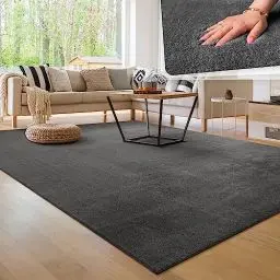 Produktbild: Paco Home Moderner Kuscheliger Wohnzimmer Teppich Kurzflor waschbar flauschig Weich Einfarbig Felloptik zeitlos stilvoll rutschfest pflegeleicht, Grösse:160x220 cm, Farbe:Anthrazit