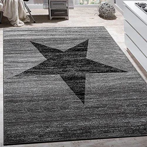 Produktbild: Paco Home Wohnzimmer Teppich Mit Stern Muster, Moderner Kinder- und Jugendzimmer Kurzflor, Grösse:160x220 cm, Farbe:Grau