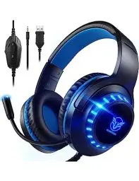 Produktbild: Pacrate Gaming Headset für PS4/PS5/Xbox One/PC/Nintendo Switch, PS4 Kopfhörer mit Kabel Xbox Headset mit Mikrofon, Noise Cancelling PS5 Headset mit LED Lichter - Blau