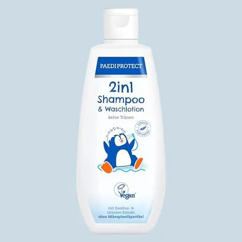 Produktbild: PAEDIPROTECT 2in1 Shampoo & Waschlotion für Babys & Kinder 200 ml, sanfte Reinigung & Haar ohne Parfüm & Mikroplastik, Duschgel spendet Feuchtigkeit für trockene, sensible Haut auch Erwachsene