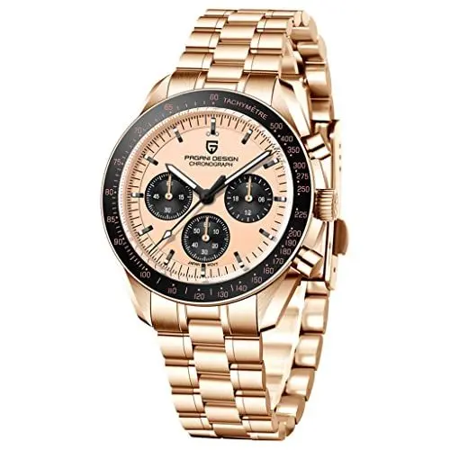 Produktbild: Pagani Design 1701 V3 Moon Armbanduhr Herren Quarz Chronograph Uhren Japan VK63 Uhrwerk Edelstahl Wasserdicht Sportuhr, gold, Armband
