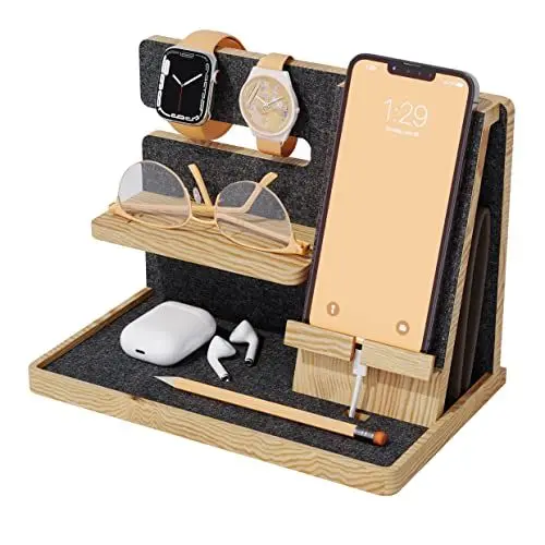 Produktbild: PAGONGO Geschenke für Männer Weihnachten, Holz Dockingstation, Geschenkideen für Männer, Männer, Geschenke für Väter, Herren Geschenk, Mann, Men Gift, Schwarz