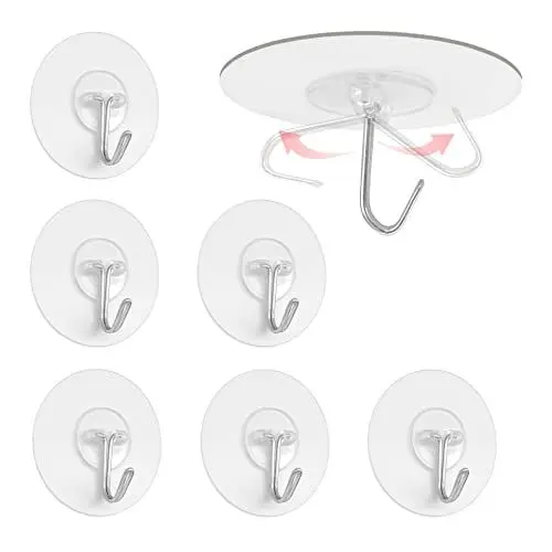 Produktbild: PaiLeWei 6 Stück selbstklebende Haken, klebrige Haken, Wandhaken, wasserdichter Klebehaken, Stick on Haken zum Aufhängen Küche Badezimmer (6 Pcs)