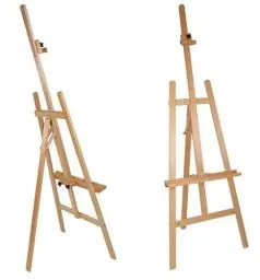 Produktbild: Paintersisters® Staffelei PORTO 57x193 Buchenholz mit Malauflage Leinwände bis 106cm, Studio-Staffelei aus Buche Vollholz