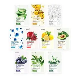 Produktbild: (PAKET VON 10) EUNYUL Natural Moisture Gesichtstuchmasken 10 Typen 22 ml x 10 Stück Koreanische Hautpflege Tuchmask