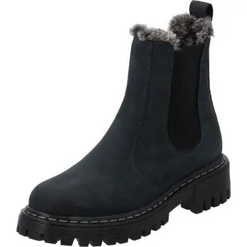 Produktbild: Palado Chelsea Boots Damen Asseha - gefütterte Winterschuhe aus hochwertigem Rindsleder - warme Stiefeletten für Herbst & Winter - Made in Portugal Dunkelblau UK7 - EU40