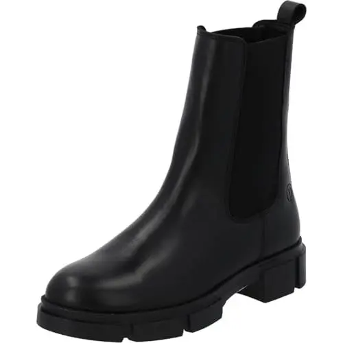 Produktbild: Palado Chelsea Boots Damen Focne – hochwertige Stiefeletten aus Rindsleder, hergestellt in Portugal – leicht gefütterte Winterstiefel mit Profilsohle für Herbst & Winter Schwarz UK5,5 - EU38