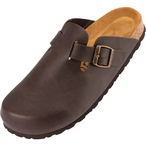 Produktbild: Palado Clogs Damen Kiel - gefertigt in Spanien - bequeme EVA-Sohle - modernes Schnallen-Detail - atmungsaktives Weichfußbett - stilvolles Design Dunkelbraun UK10,5 - EU45