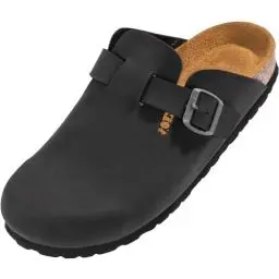 Produktbild: Palado Clogs Kiel Herren – bequeme Hausschuhe Made in Spain - modische Pantoletten mit Kork-Fußbett - Sommerschuhe Schwarz UK10 - EU44