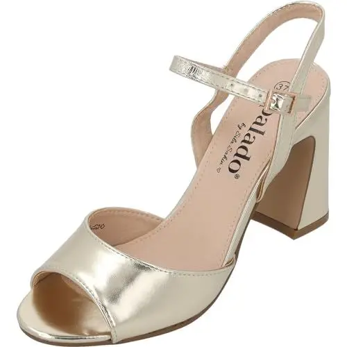 Produktbild: Palado Sandaletten Damen Temmi by Sila Sahin - modische Pumps mit Absatz in vielen Farben - elegante Sommerschuhe - stylische Heels Gold Metallic UK8 - EU41