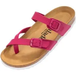 Produktbild: Palado Damen Pantoletten Cres Matt - extra bequeme Sandalen - Hausschuhe mit Natur Kork - Made in EU - mit Sohle aus Verloursleder Fuchsia UK7 - EU40