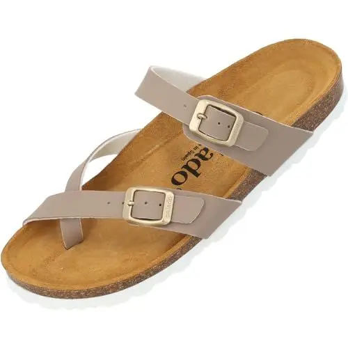 Produktbild: Palado Pantoletten Damen Cres Matt - elegante Sandalen Made in Spain - bequeme Hausschuhe mit Kork-Fußbett - modische Sommerschuhe Taupe UK5,5 - EU38