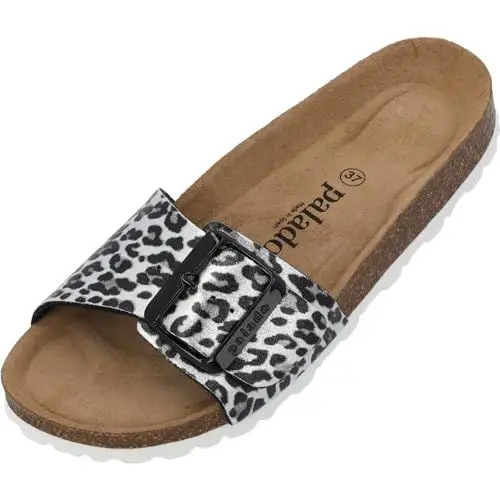 Produktbild: Palado Pantoletten Damen Malta EGS Leo - bequeme Sandeln Made in Spain - Hausschuhe mit dämpfendem Kork-Fußbett - modische Sommerschuhe Grau UK8 - EU41