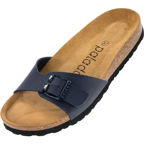 Produktbild: Palado Pantoletten Damen Malta Matt – gefertigt in Spanien – Veloursleder-Decksohle – matte Oberfläche – Weichfußbett für besten Komfort Dunkelblau UK6 - EU39
