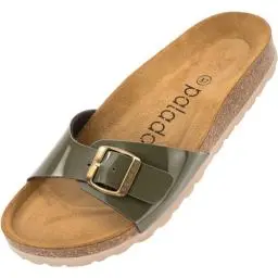 Produktbild: Palado Pantoletten Damen Malta Lack – gefertigt in Spanien – Glänzendes Obermaterial – EVA-Sohle – Veloursleder-Decksohle – Weichfußbett Khaki UK5,5 - EU38