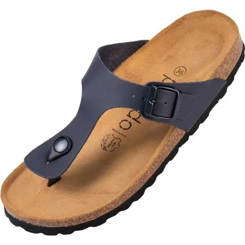 Produktbild: Palado Zehentrenner Damen Kos Matt – gefertigt in Spanien – weiche Veloursleder-Decksohle – mattes Obermaterial für dezente Eleganz Dunkelblau UK6 - EU39