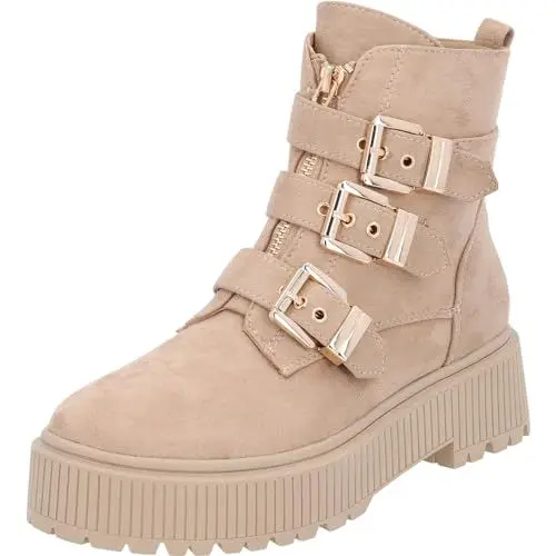 Produktbild: Palado Stiefeletten Damen Beyeal – leichte gefütterte Winterschuhe aus hochwertigem Kunstleder – elegante Boots mit robuster TPR-Sohle für Herbst & Winter Beige UK8 - EU41