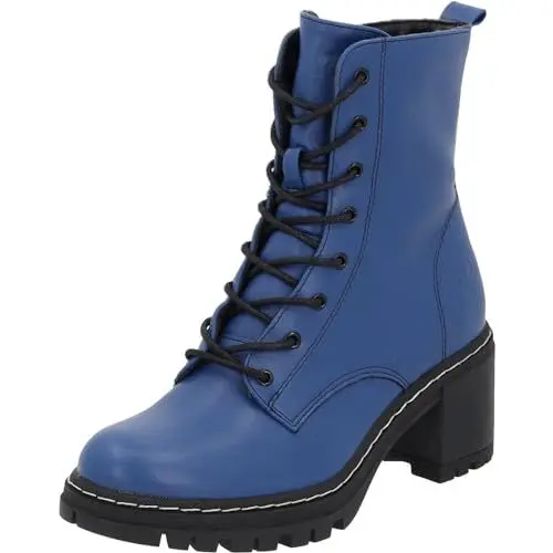 Produktbild: Palado Stiefeletten Damen Kefalonia - warme & bequeme Winterschuhe für Frauen mit rutschfester Gummisohle - moderne Boots mit Blockabsatz für Herbst & Winter Blau UK6 - EU39