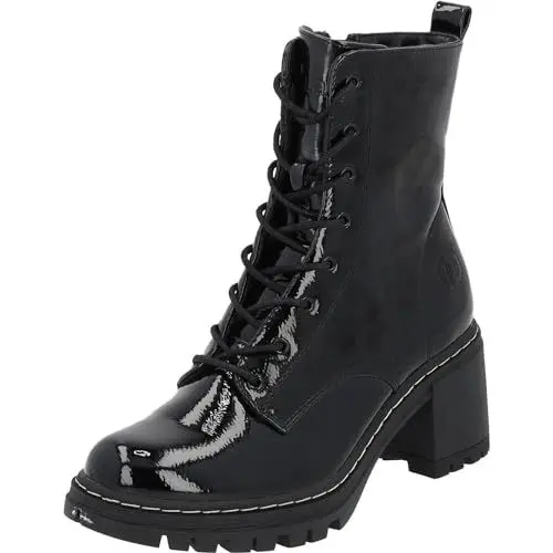 Produktbild: Palado Stiefeletten Damen Kefalonia - warme & bequeme Winterschuhe für Frauen mit rutschfester Gummisohle - moderne Boots mit Blockabsatz für Herbst & Winter Schwarz Lack UK4,5 - EU37