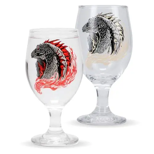 Produktbild: House of the Dragon Farbe wechselndes Glas - Offiziell lizenziertes HOTD Merchandise, 350 ml (11 fl oz) Goblet für kalte Getränke, Geschenk für Game of Thrones Targaryen-Fans