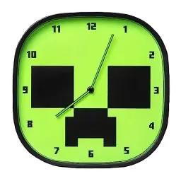 Produktbild: Minecraft Creeper Leuchtende Wanduhr - Offiziell lizenziert, geräuschlose Uhr - Inkl. 3 Bögen Abnehmbarer Aufkleber