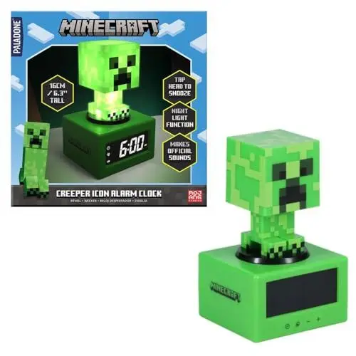 Produktbild: Minecraft Creeper Wecker - Offiziell Lizenziertes Icon Musik & Nachtlicht für Kinder und Jugendliche, Gaming-Zimmer Zubehör, Gamer Enthusiasten Novitätengeschenk