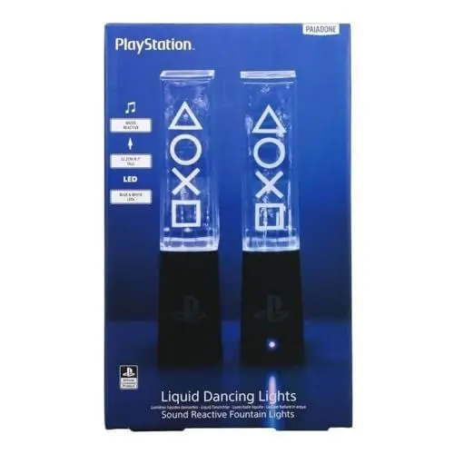 Produktbild: PlayStation Flüssigkeits-Tanzlichter - Offiziell lizenziert, zwei schallreaktive Springbrunnen, Stimmungsbeleuchtung für Gaming-Raum oder Schreibtischzubehör, Geschenk für Gamer, betrieben mit USB