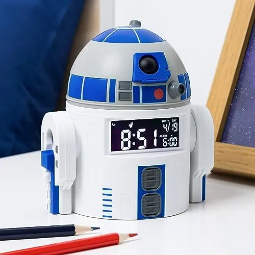 Produktbild: R2D2 Wecker - Offiziell Lizenziertes Star Wars Merchandise, mit R2D2-Sounds, perfekte Dekoration für Star Wars-Fans mit Wecktimer, betrieben mit USB