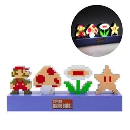 Produktbild: Super Mario Bros Icons Licht - Offiziell lizenziertes Nintendo-Merchandise, schallreaktiver Modus, dekorative Leuchte Figur für Schlafzimmeraccessoires & Gaming-Raum-Deko
