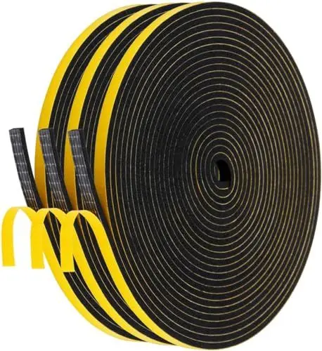 Produktbild: Palazen 18m Dichtungsband Selbstklebend für Türen Fenster 6mm(B) x3mm(D) Moosgummi Dichtband als Tür-Fenster-Dichtung-Zugluftstopper Schaumstoffband Abdichtung Schwarz (3 Rollen mit je 6m)