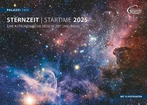Produktbild: PALAZZI - Sternzeit 2025 Wandkalender, 70x50cm, Posterkalender mit brillanten Aufnahmen aus unserem Universum, eine astronomische Reise in Zeit und ... Eine astronomische Reise in Zeit und Raum