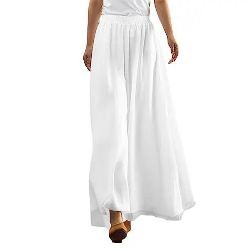 Produktbild: Palazzohosen Damen Strechhosen Für Damen Hose Viskose Damen Hosen Sommer Damen Leicht Palazzo Hose Damen Elegant Baggy Hosen Damen Musselin Hose Damen Lang Plissee Hose Damen Lang Boho Hose Damen
