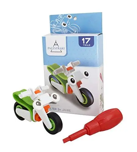 Produktbild: PALESTRAKI Fahrzeuge zum Schrauben für Kinder ab 3 Jahre - kleine Kinder - Motorrad - Helikopter - Plane (Motorrad) - Geschenke unter 5 Euro