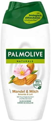 Produktbild: Palmolive Duschgel Naturals Mandel & Milch 6x250ml - Cremedusche mit Feuchtigkeitsmilch und Mandelduft