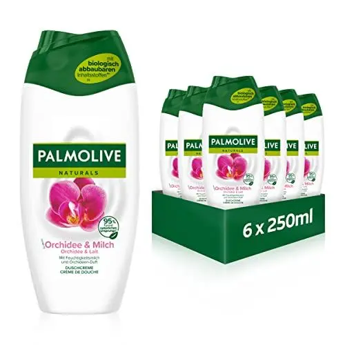 Produktbild: Palmolive Duschgel Naturals Orchidee & Milch 6x250ml - Cremedusche mit Orchideen-Duft